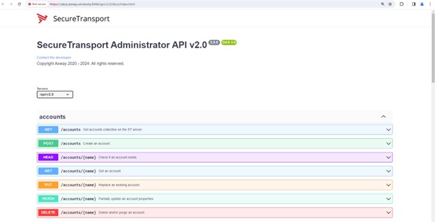 SecureTransport Administrator API v2.0 screenshot