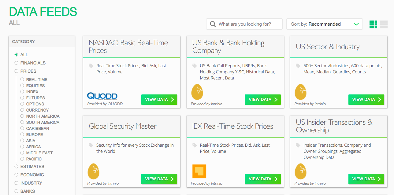 data marketplaces Intrinio Streamdata.io