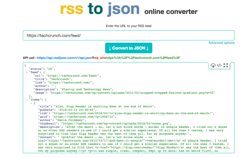 Конвертация в json. Json API. Feed json. RSS Feed. WHOIS json API.