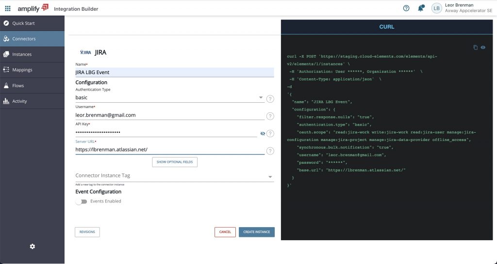Jira Cloud Connector event webhooks | Amplify Integration Builder helps