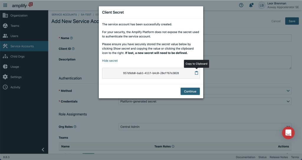 How to create a Service Account in order to make Axway Amplify Platform ...