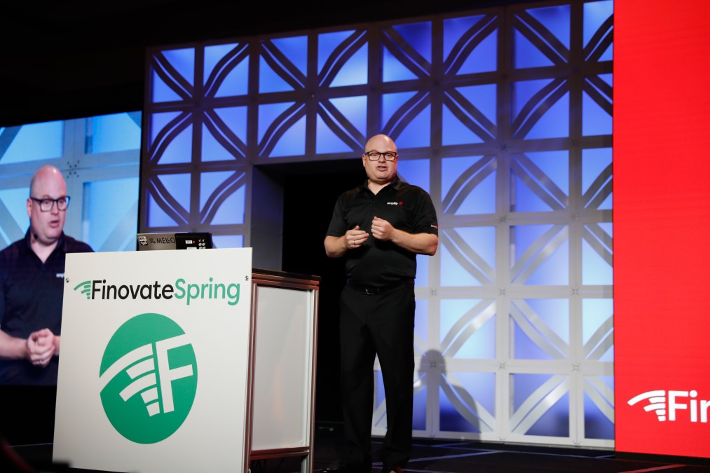 Eyal Sivan on stage at Finovate Spring 2022 