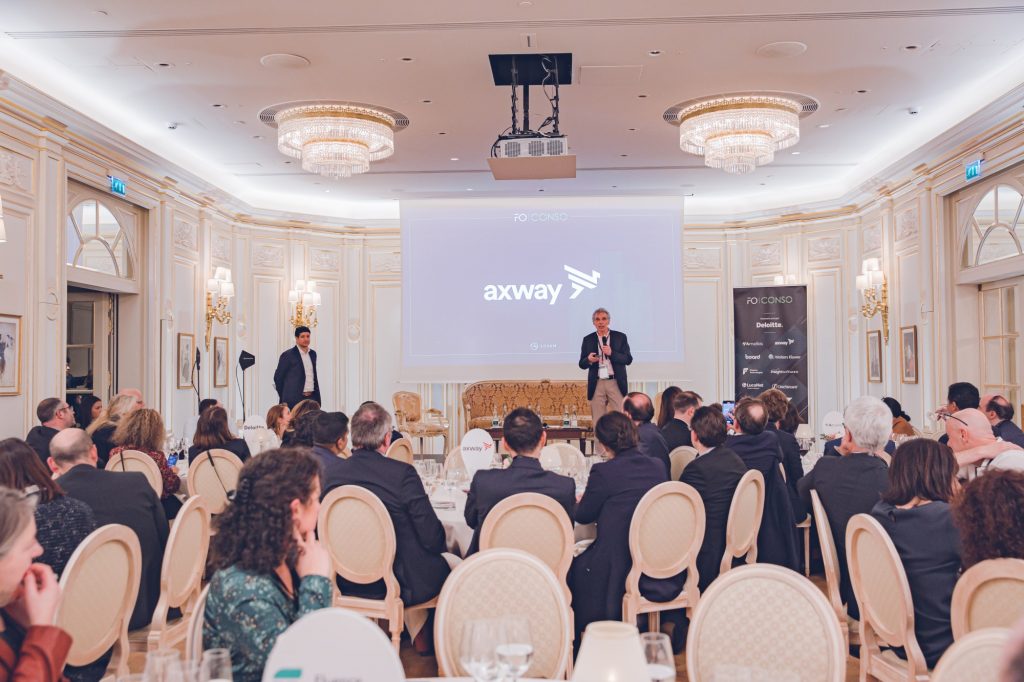 Jean-Claude Bellando, Senior Product & Solutions Mktg Director à Axway, présente à l'événement "Future of Conso" au Ritz, Place Vendôme, à Paris