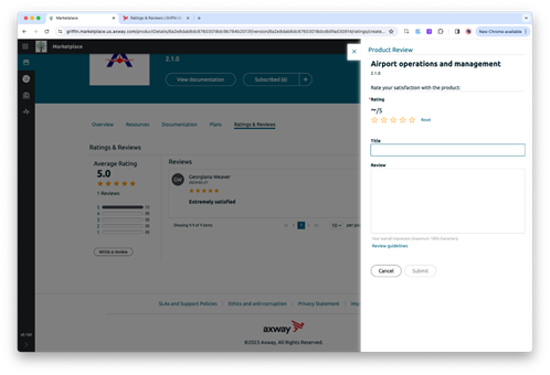 Screenshot of Amplify Enterprise Marketplace Feature Enhancements - Ratings and Reviews