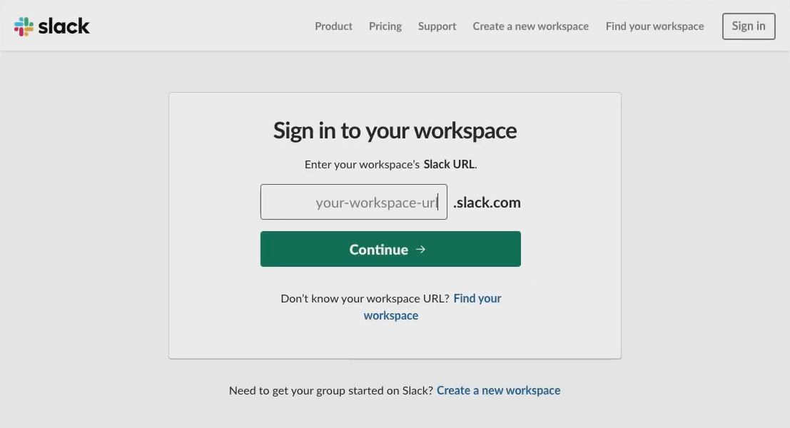 Signing in with Slack