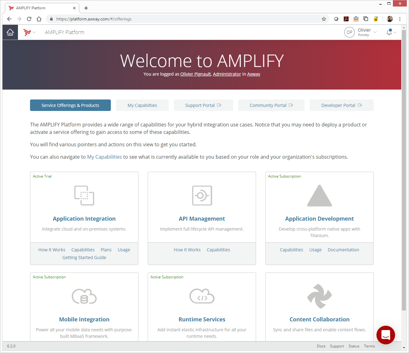 AMPLIFY Platform Home Page - Service Offerings and Products