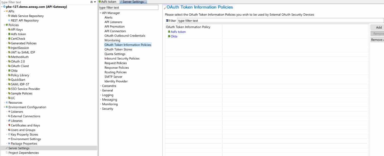 Add the Policy Under the OAuth Token Information Policies