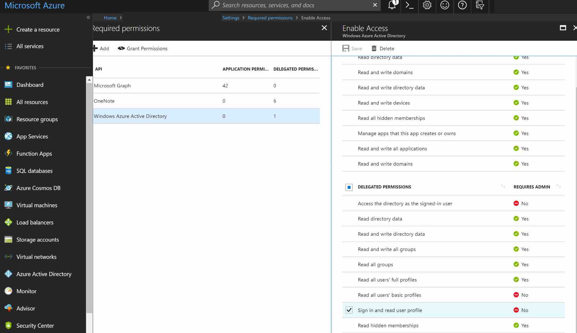 choose delegated permissions