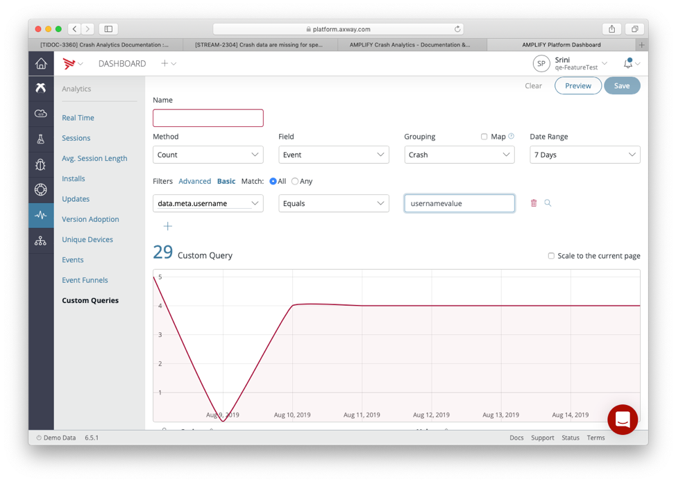 Click on Analytics -> Custom Queries 