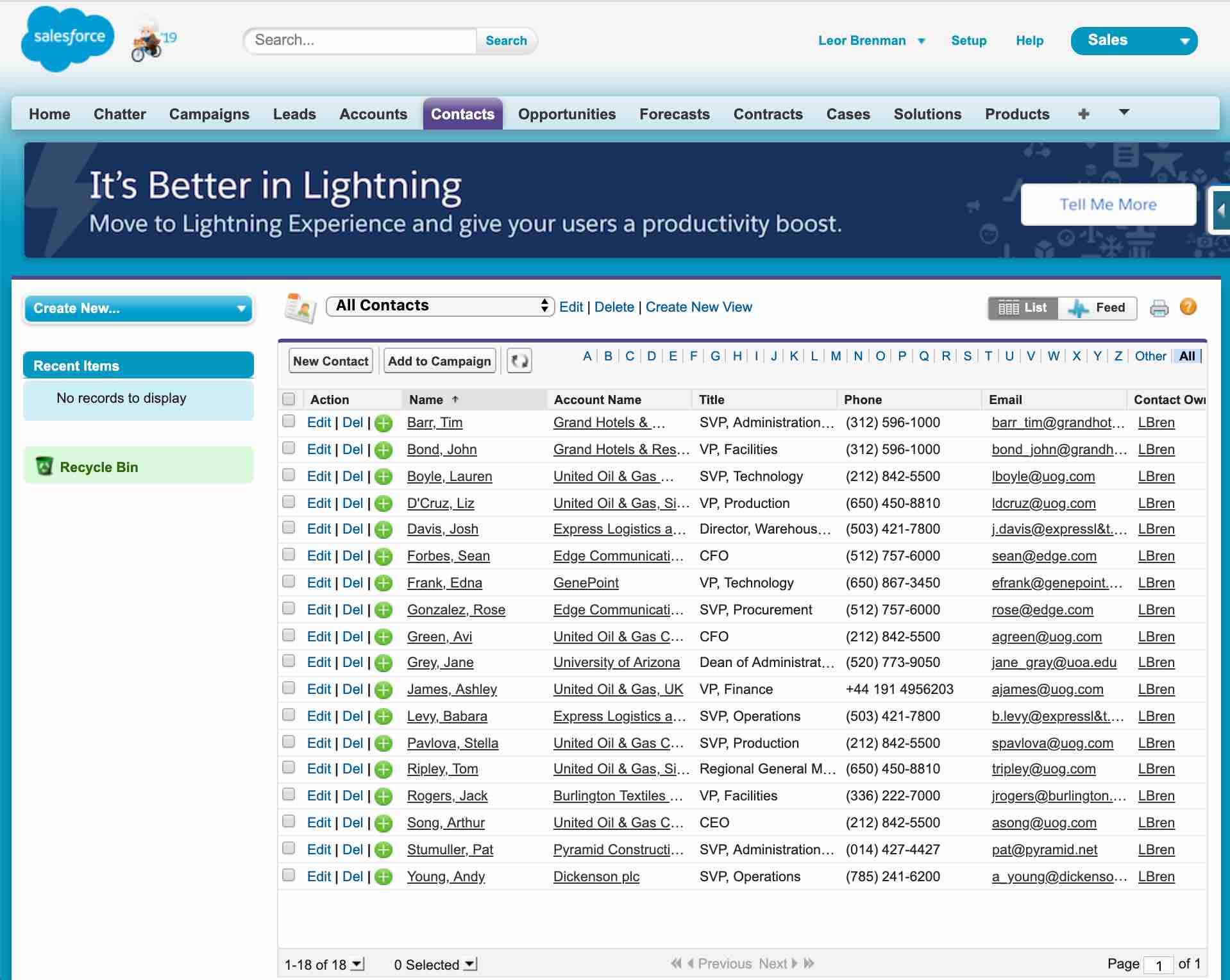 Review our Salesforce contacts