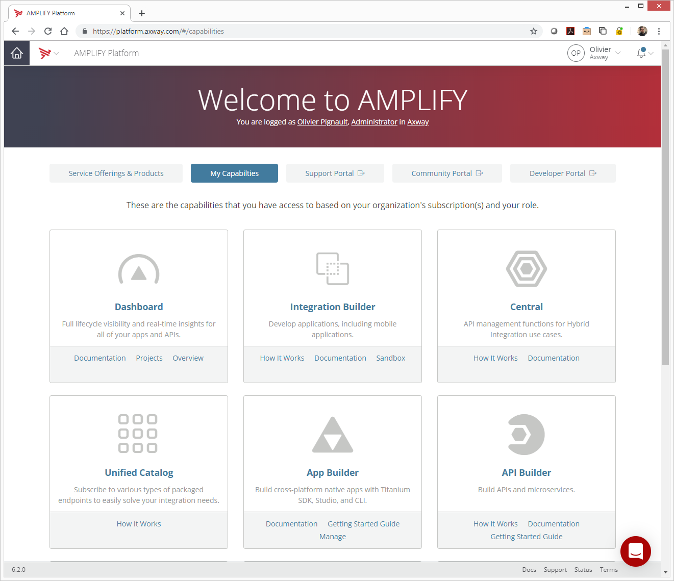 AMPLIFY Platform Home Page - Capabilities