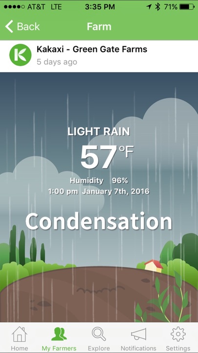 Kakaxi mobile app - Condensation/weather view